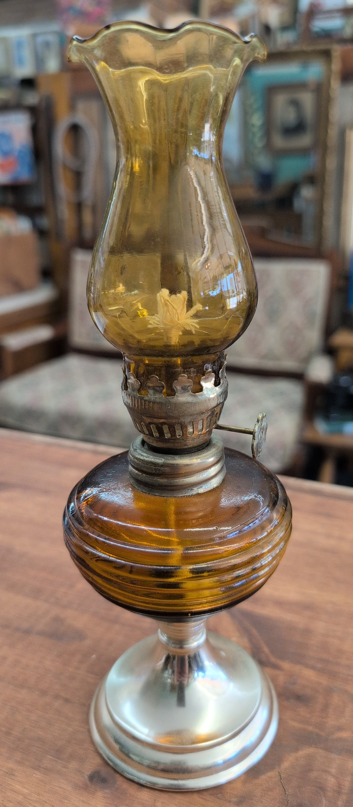 Amber Glass Lantern 9.5 Inch Tall