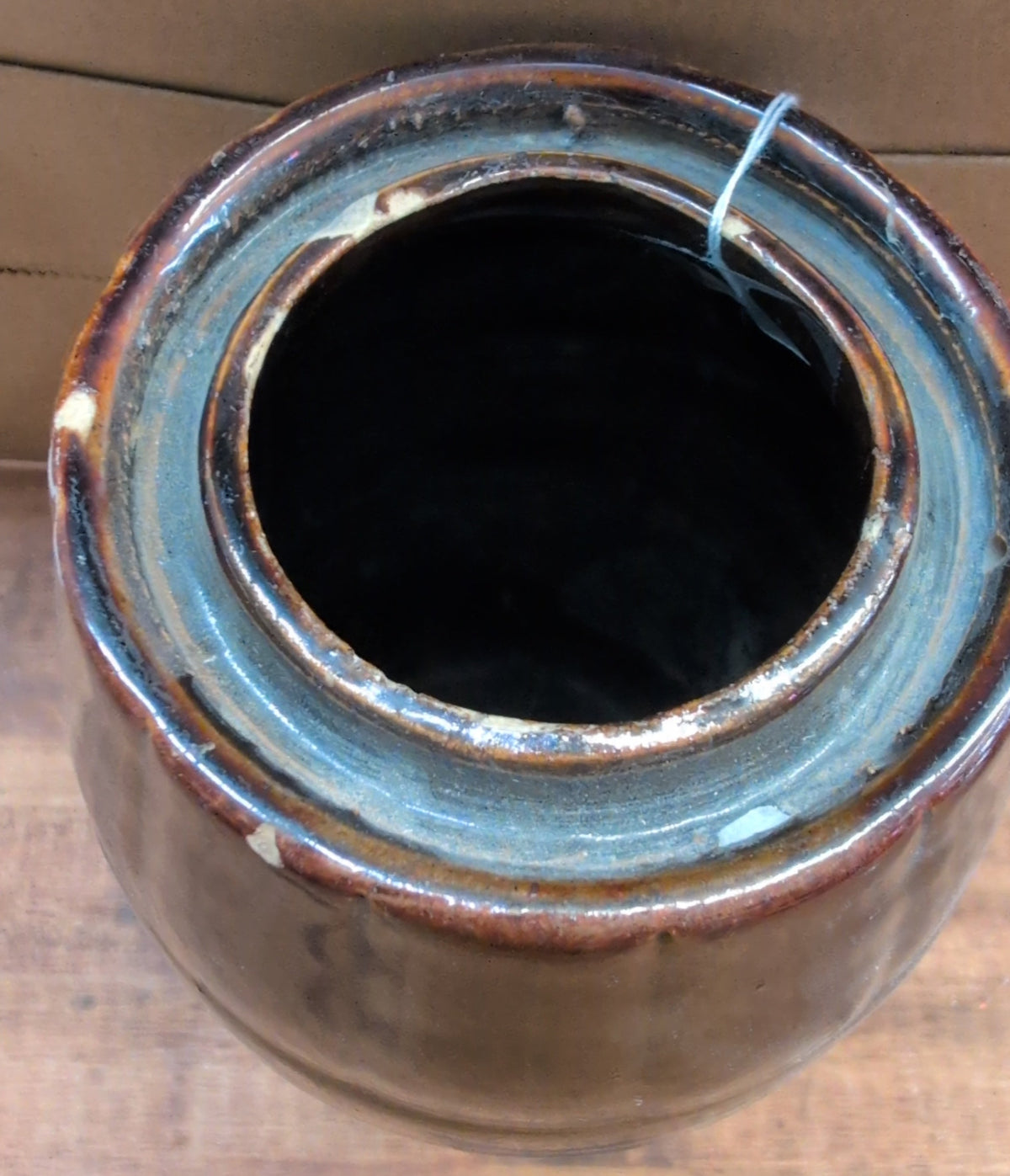 Brown Glazed Stoneware Canning Crock, likely from Peoria Pottery