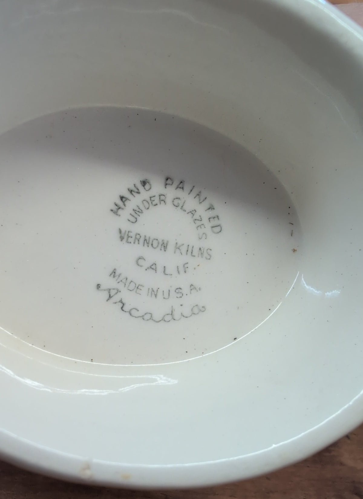 Vernon Kilns 'Arcadia' Gravy Boat. Made in USA