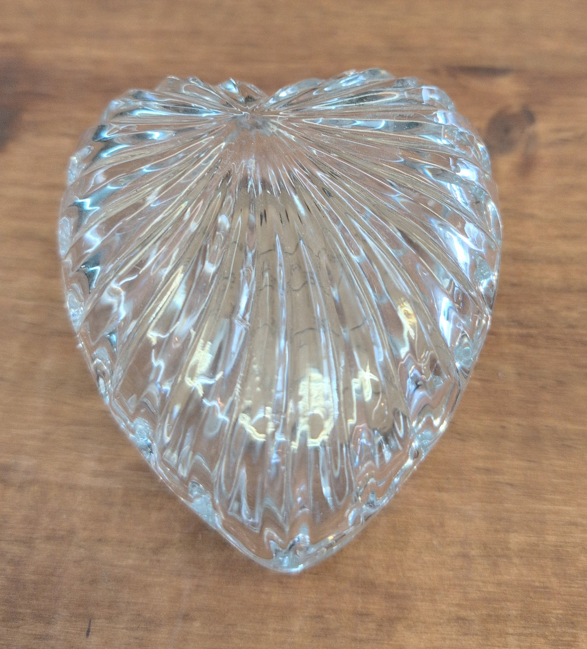 Glass trinket box heart shape.
