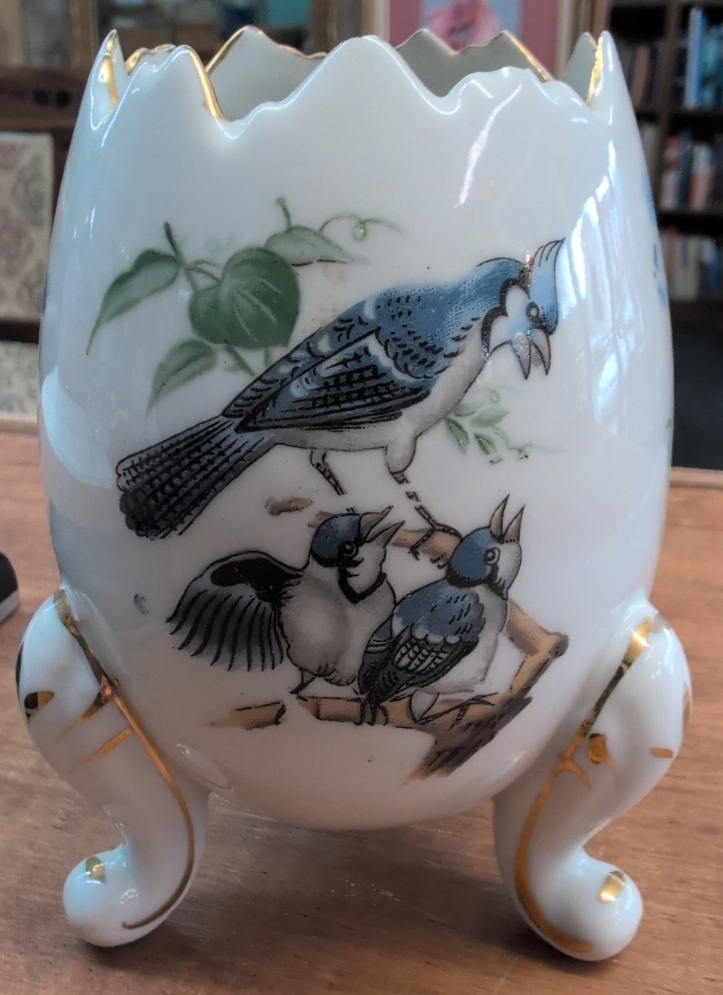 Ceramic Bluejay bird egg