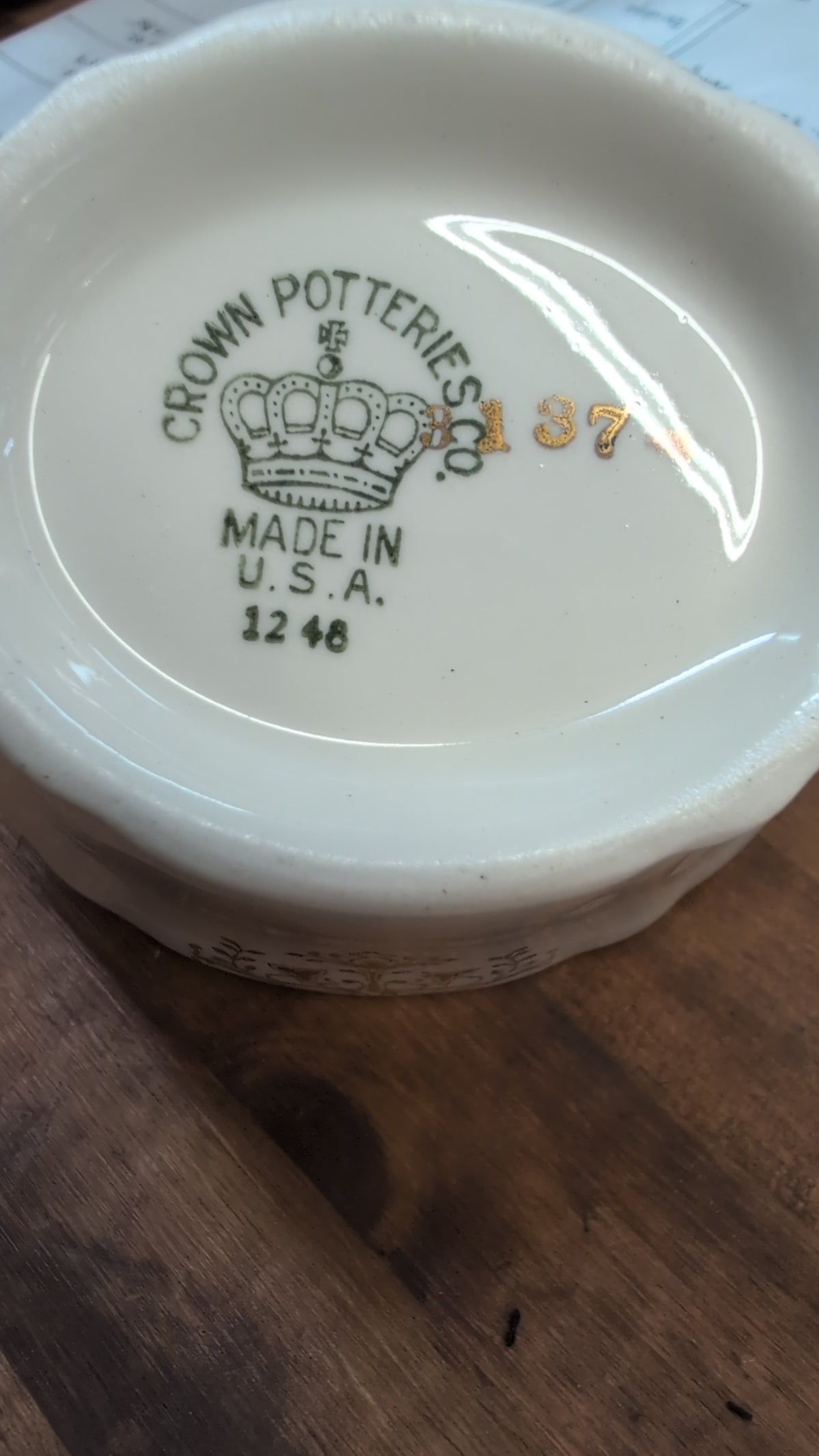 Crown Potteries CO. 'Windsor' Cream and sugar set. Made in USA