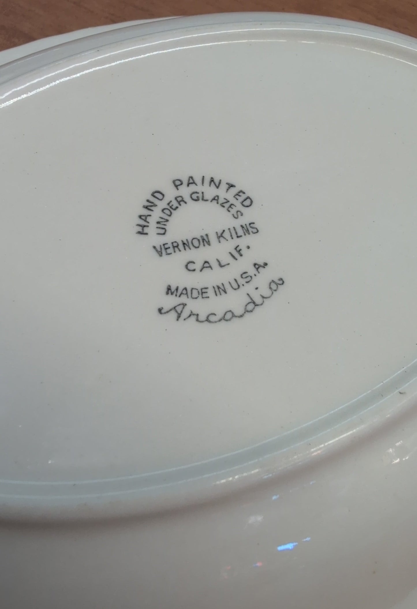 Vernon Kilns 'Arcadia' 9.5 inch serving bowl. Made in USA