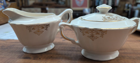 Crown Potteries CO. 'Windsor' Cream and sugar set. Made in USA