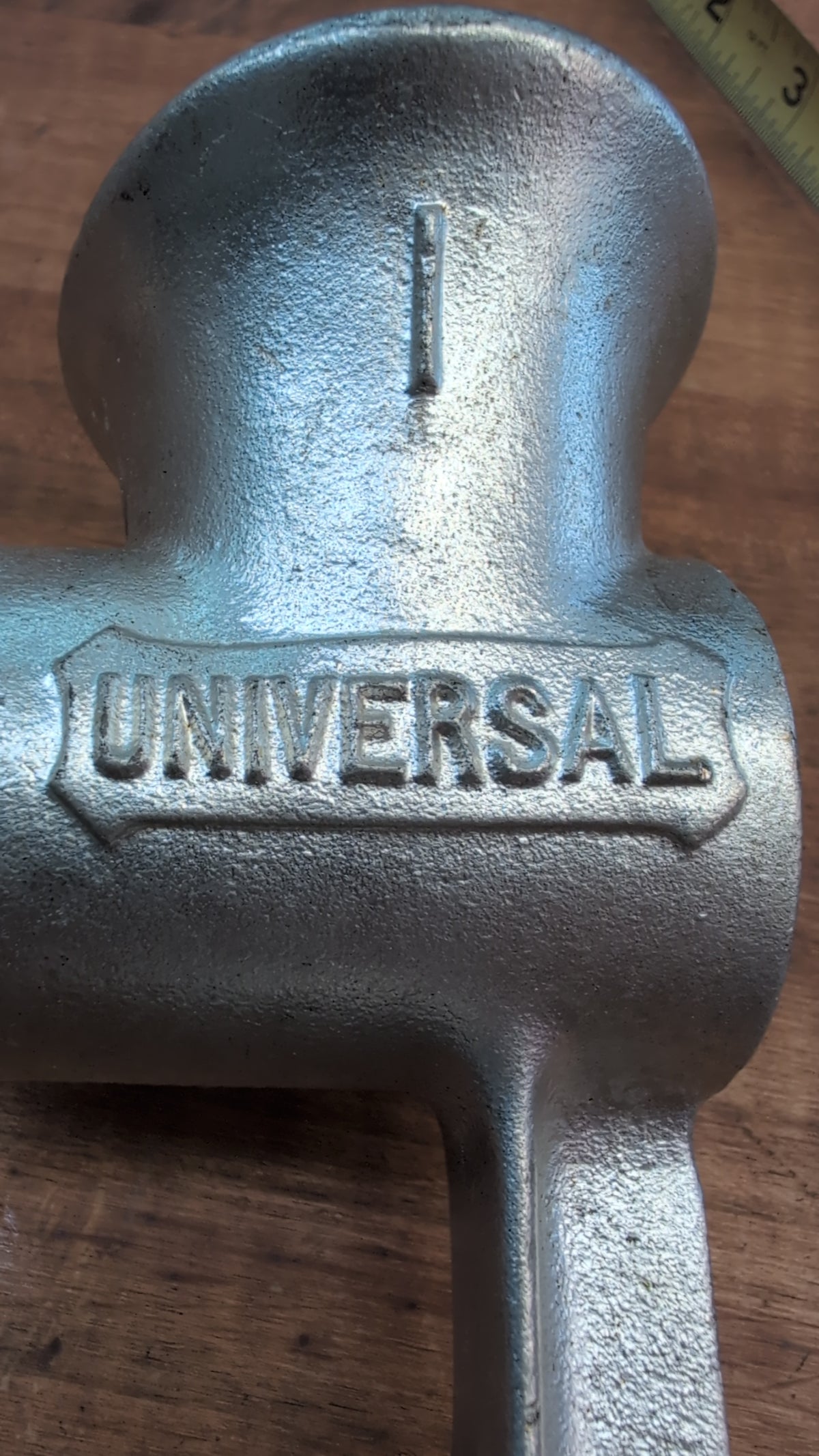 UNIVERSAL Brand Metal Hand Crank Meat Grinder with all Original Attachments. Like New