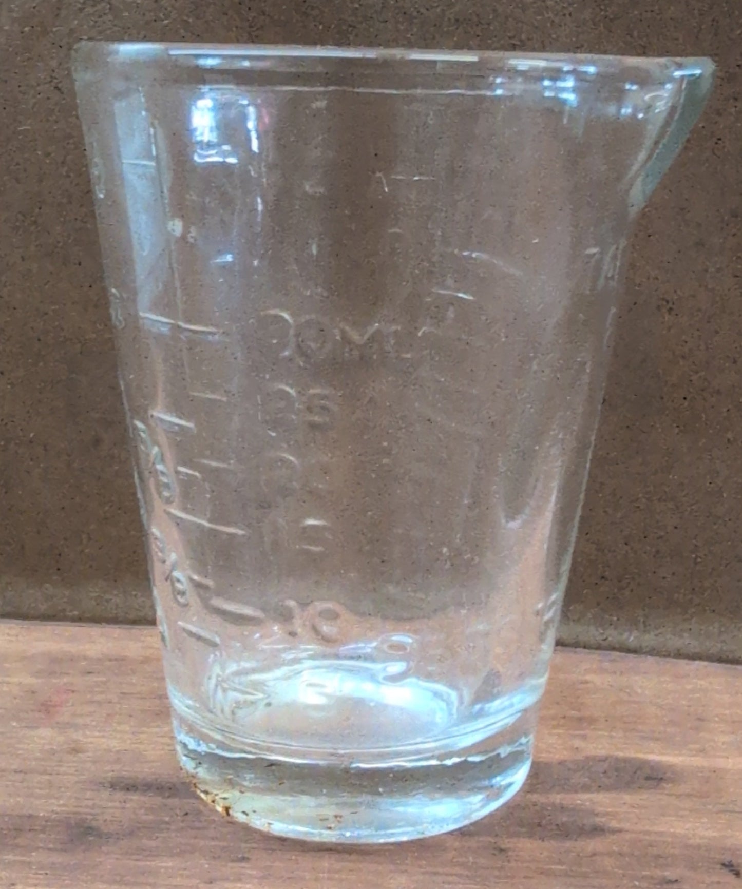 Vintage clear glass Mini Measuring Cup with etched markings