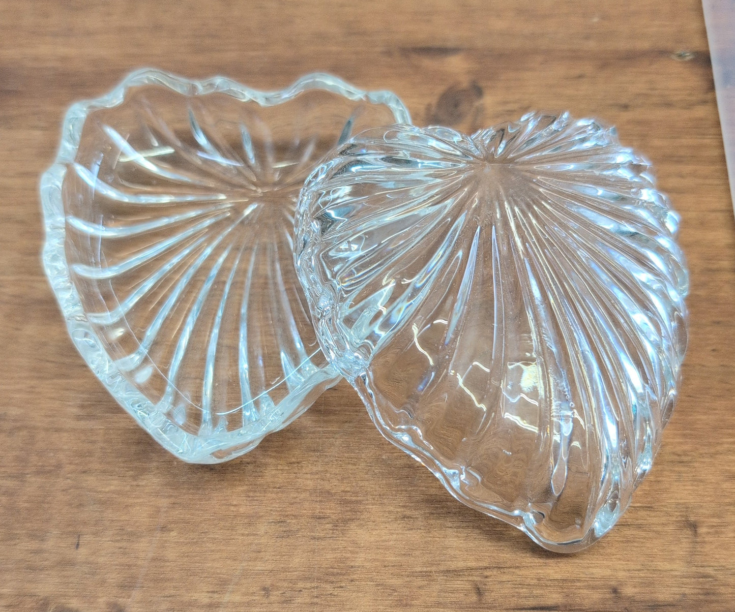 Glass trinket box heart shape.