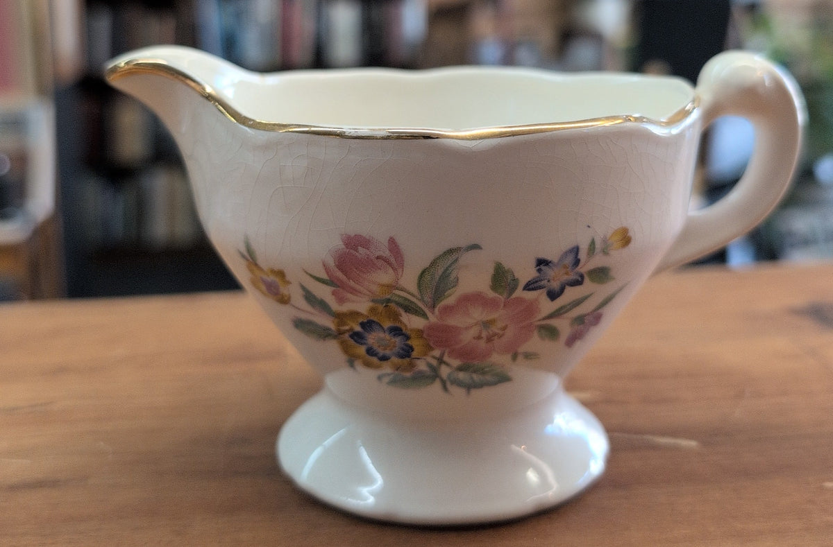 Creamer and Sugar Bowl Set with Floral Pattern made in USA