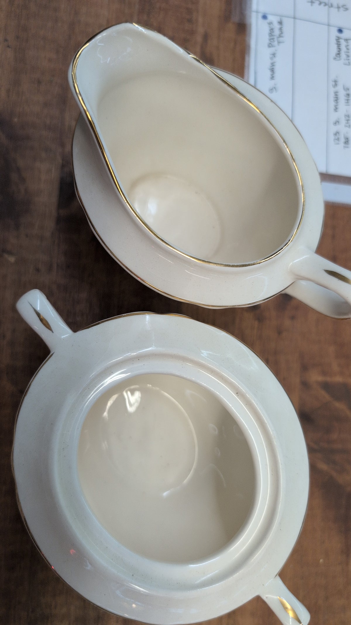 Crown Potteries CO. 'Windsor' Cream and sugar set. Made in USA