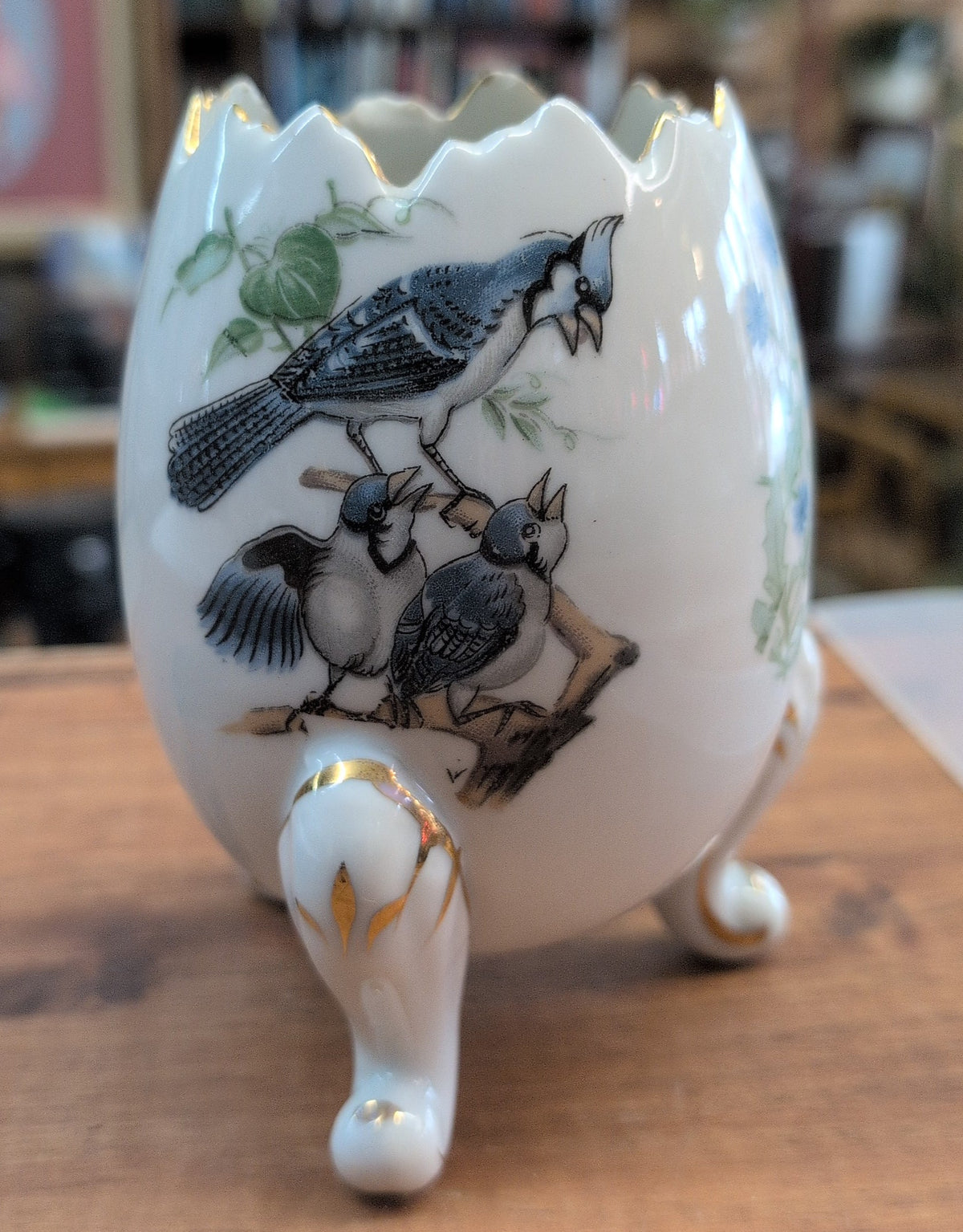 Ceramic Bluejay bird egg